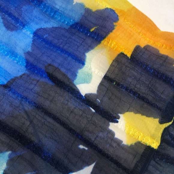 Maggie London Maxi Sundress Criss Cross High Neck Tiered Flounced Skirt - Picture 6 of 10